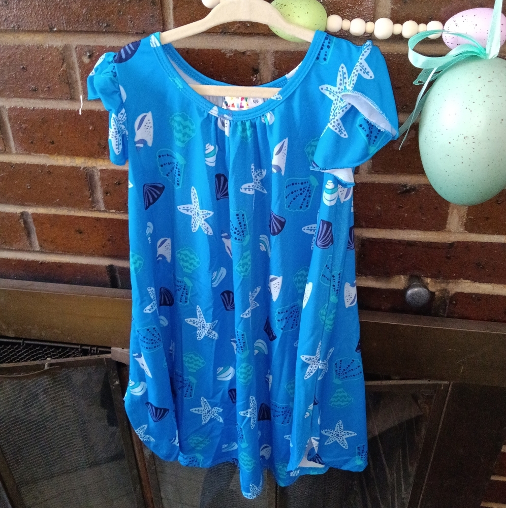 EUC Girls Dot Dot Smile Sea Shell Print Dress 5/6